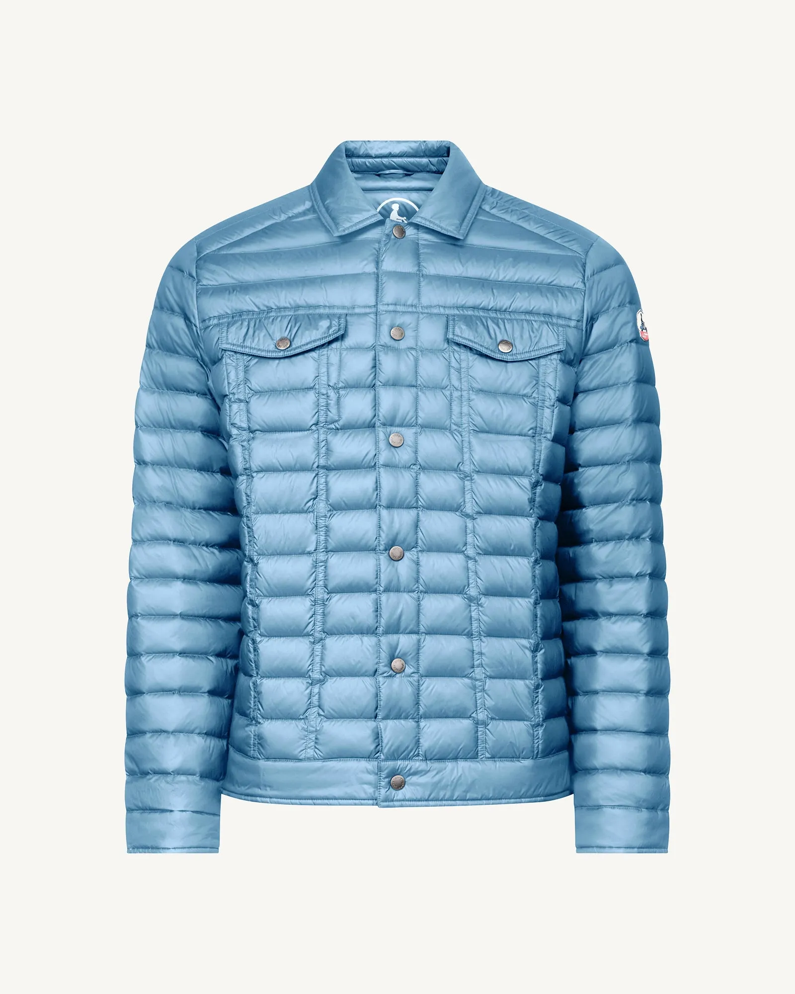 Elie denim-look down jacket Washed blue