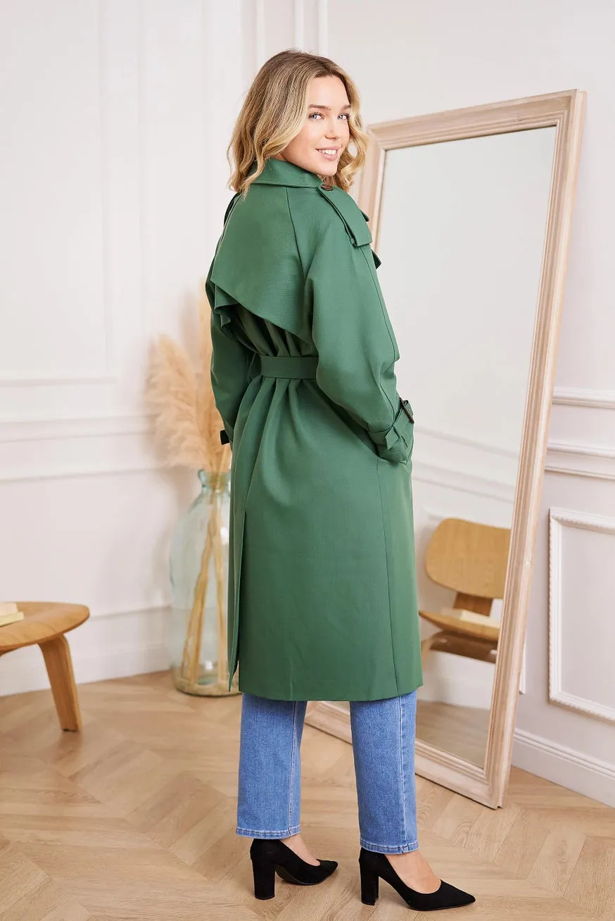 European Collection Belted Trench Coat