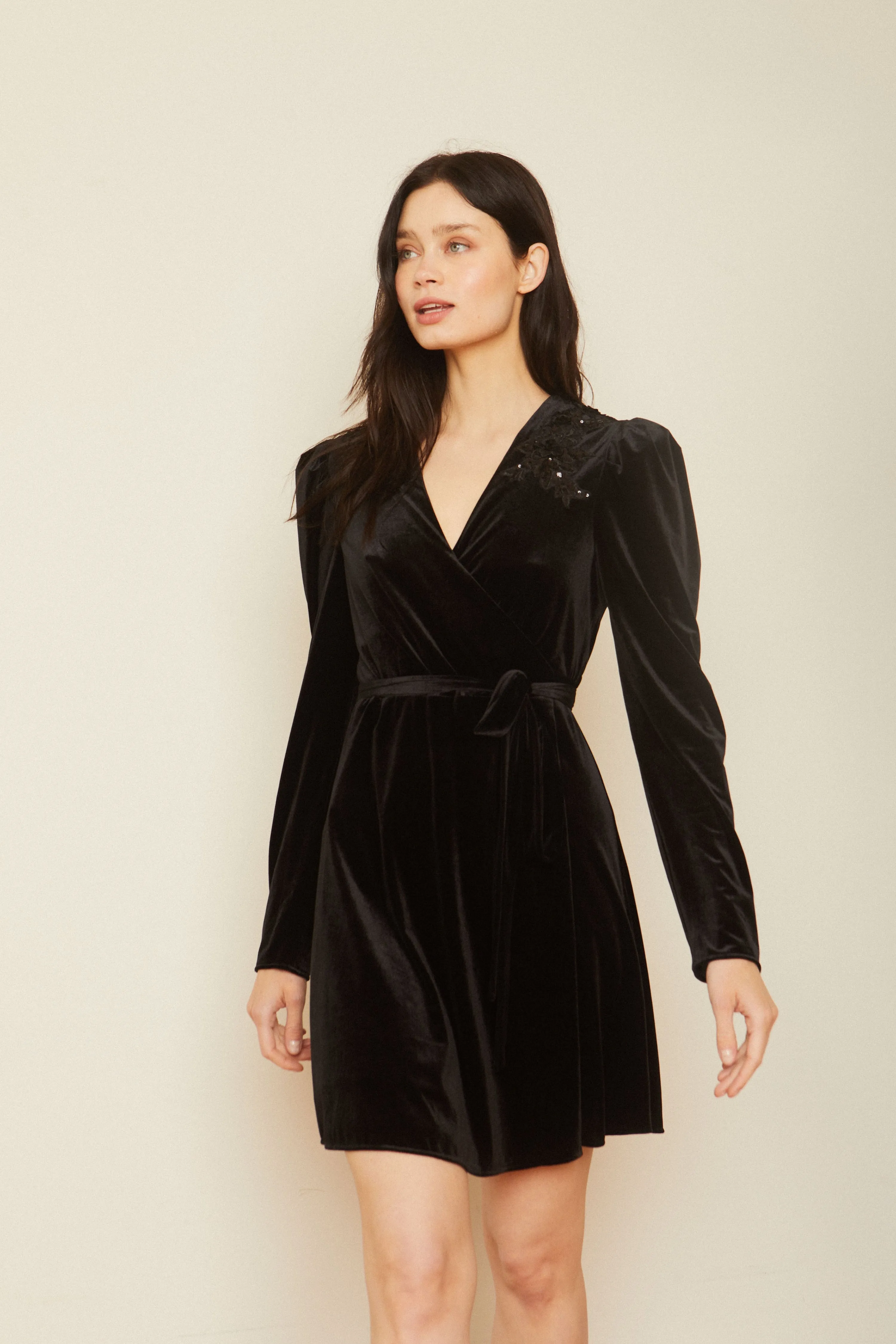 Evelina Black Velvet Dress