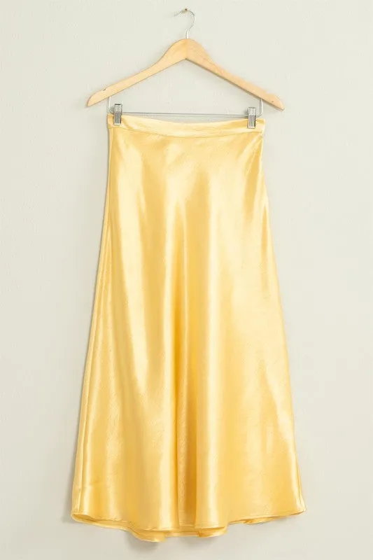 FEELS LIKE PARADISE SATIN MIDI SKIRT