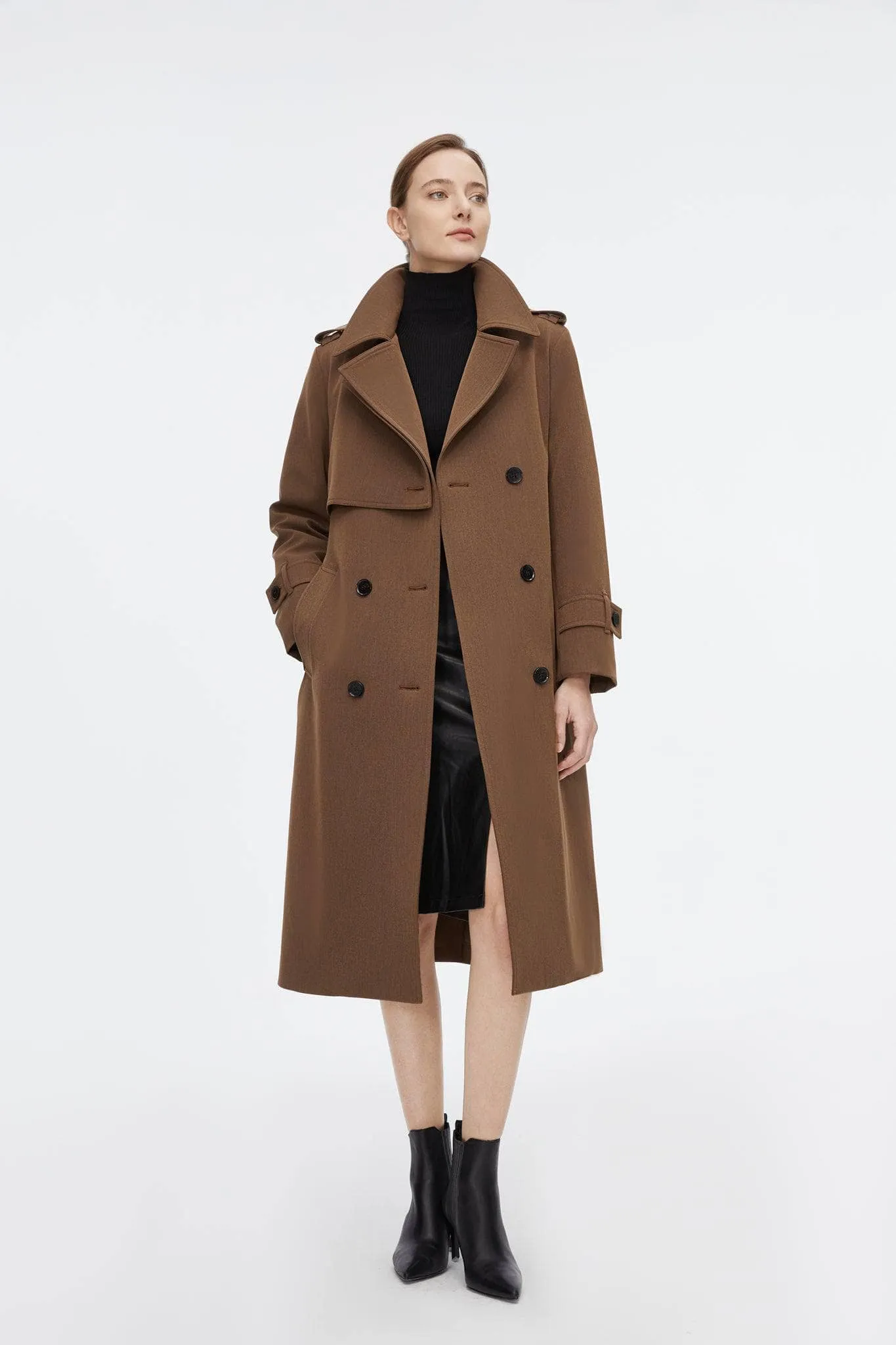 Full Length Detachable Goose Down Trench Coat