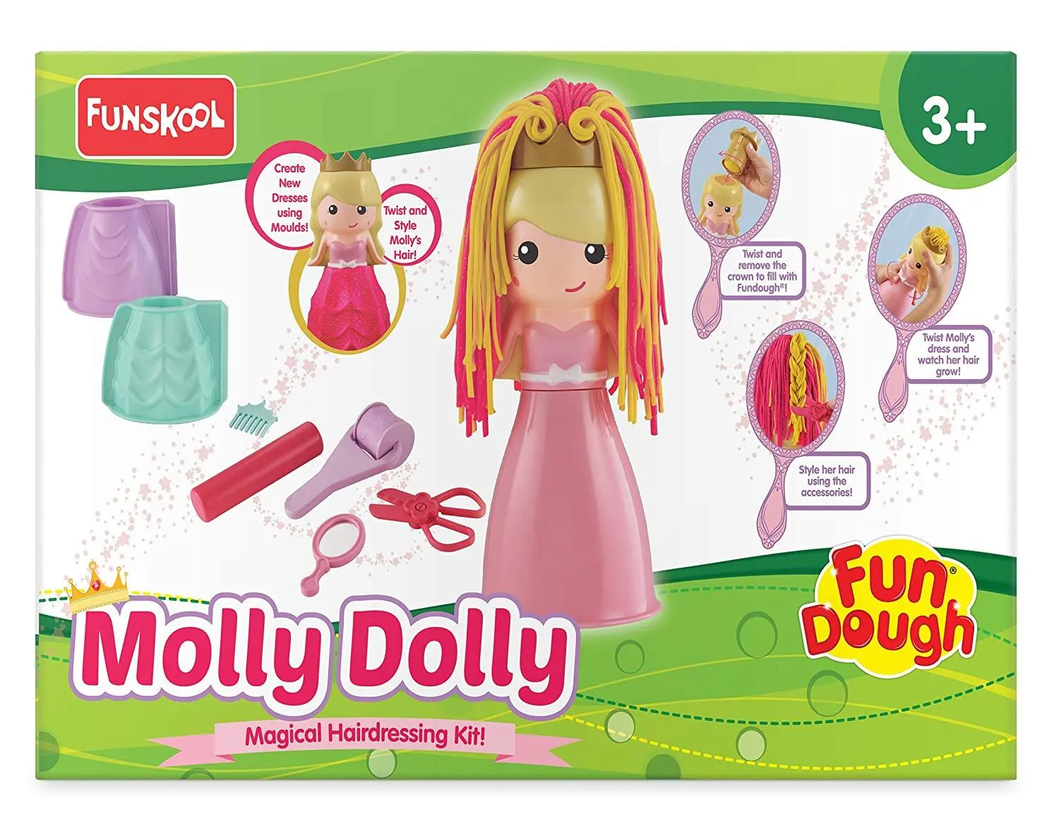 Funskool FunDough Molly Dolly - Shaping and Sculpting Playset for Ages 3-12 Years