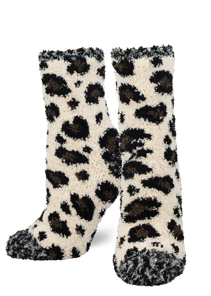 Fuzzy Leopard Print Cozy Women's Socks