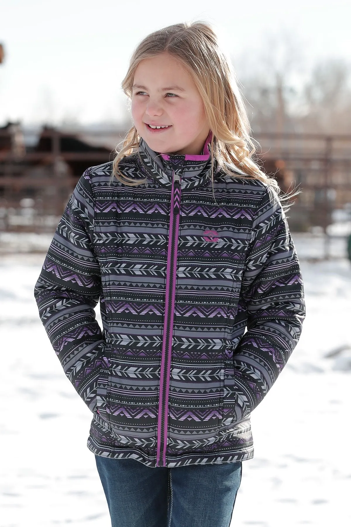 Girl's Cruel Quilted Black/Purple Jacket