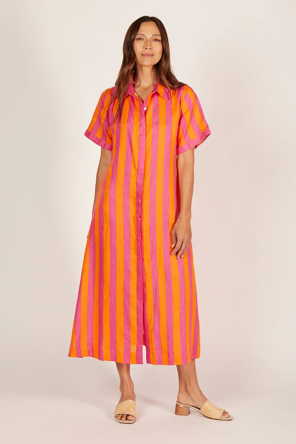 Gracie Linen Shirt Dress in Afterglow