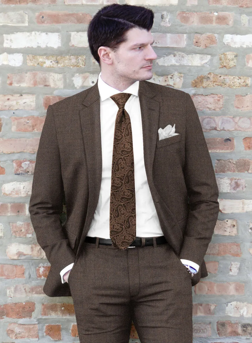 Hardy Minnis Dark Brown Twill Wool Suit