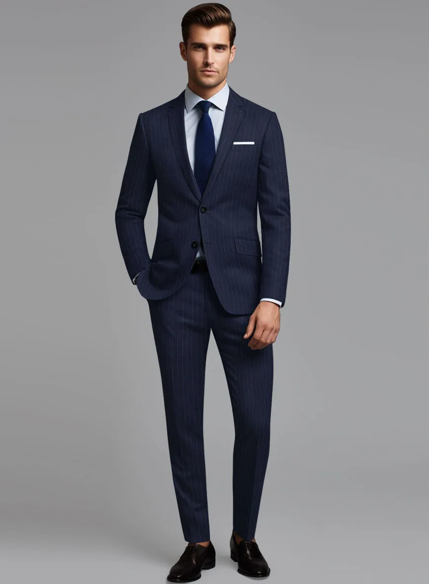 Hardy Minnis Navy Blue Pinstripe Wool Suit