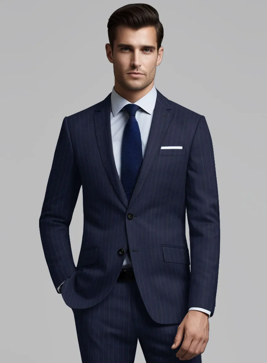 Hardy Minnis Navy Blue Pinstripe Wool Suit