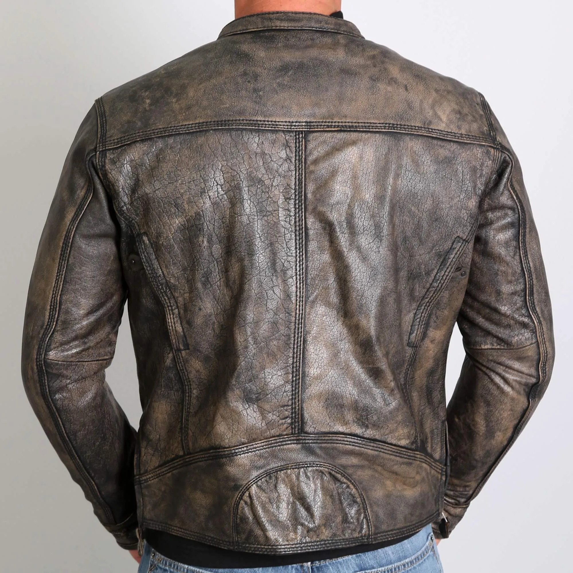 Heritage Collection Men's Distressed Brown Leather Jacket, JKM1019-HL