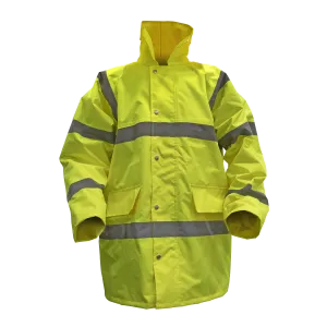 Hi-Vis Yellow Motorway Jacket with Quilted Lining - Large