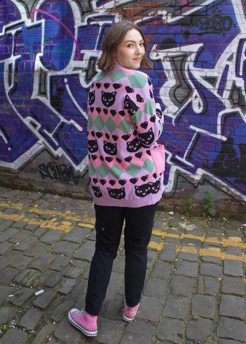 Home of Rainbows - Pastel Kitty Knit Cardigan