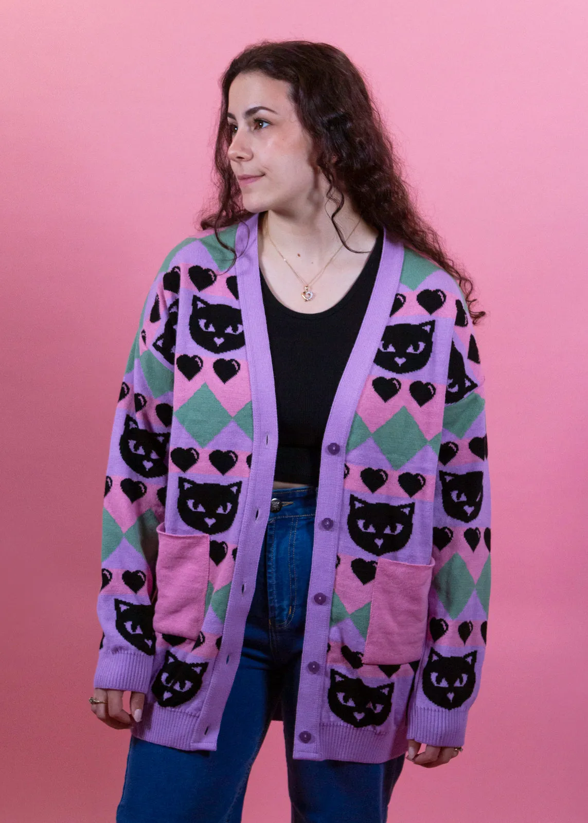 Home of Rainbows - Pastel Kitty Knit Cardigan