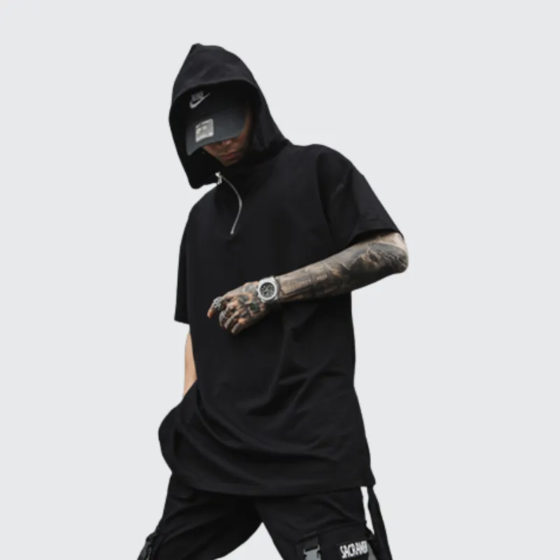 Hooded T-Shirt With Zip