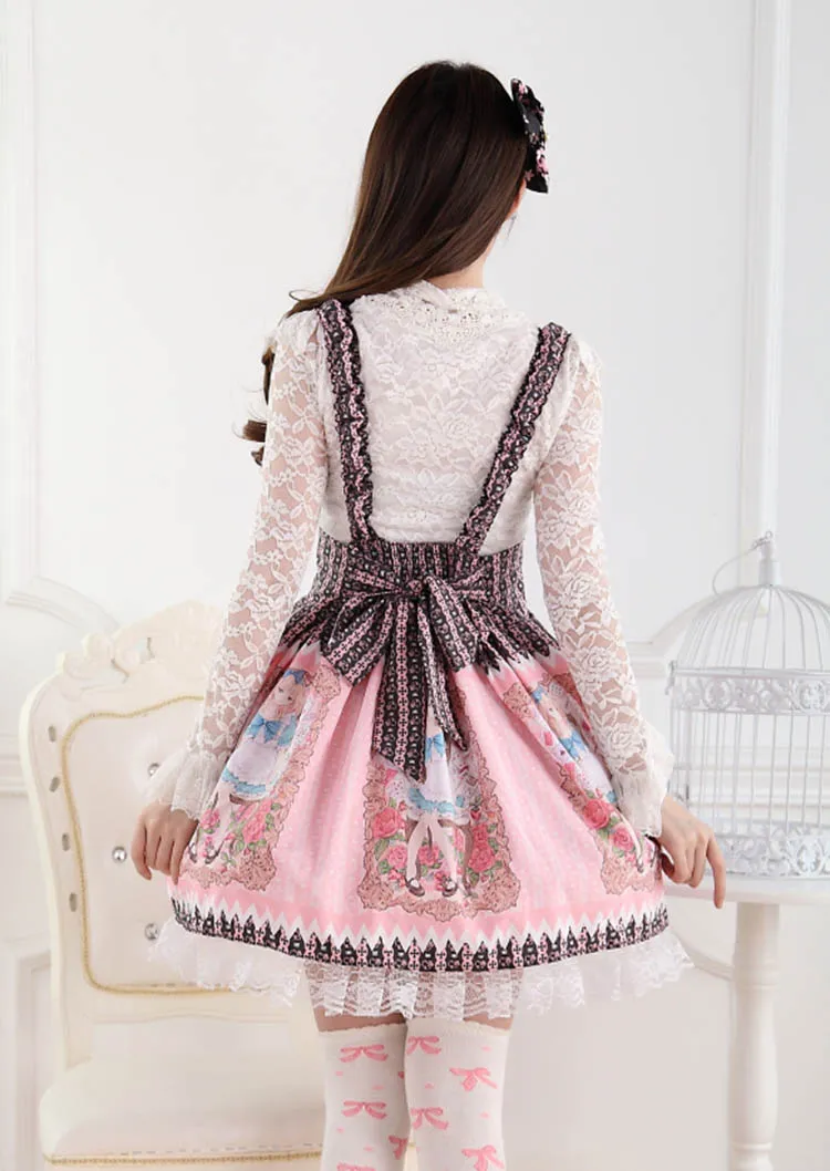 Japanese Style Lovely Princess Lolita Alice's Rose Garden Printed Jumper Skirt /JSK Dress for Women