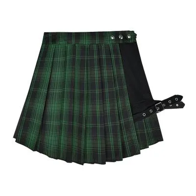 K-Pop Pleated Plaid Open Skirt Shorts SD00783