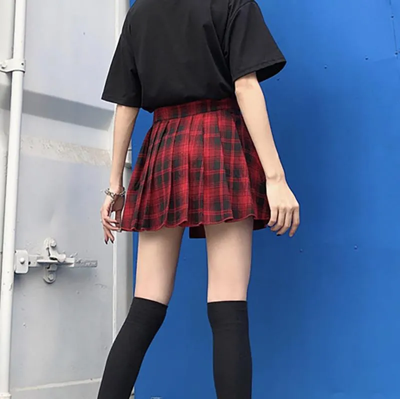 K-Pop Pleated Plaid Open Skirt Shorts SD00783