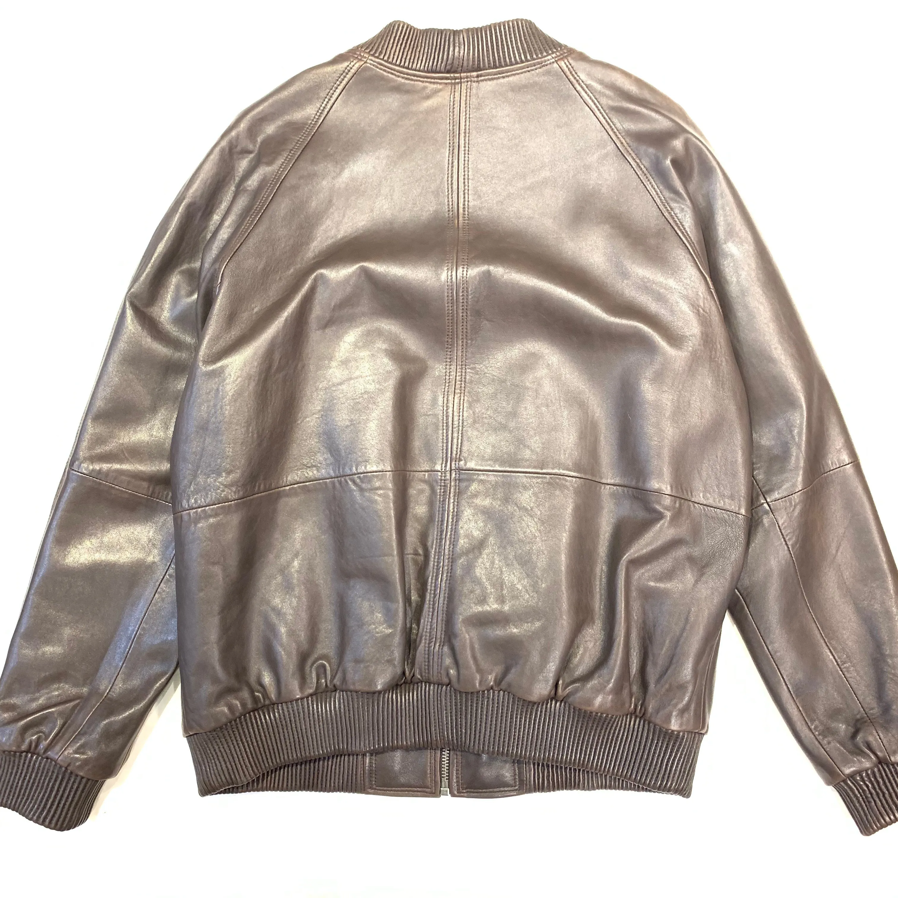 Kashani Chocolate Brown Naked Lambskin Bomber Jacket