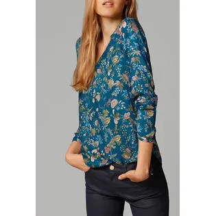 Ketty More Women's Long Sleeves Cotton V-Neck Printed Shirt-KMWSB733