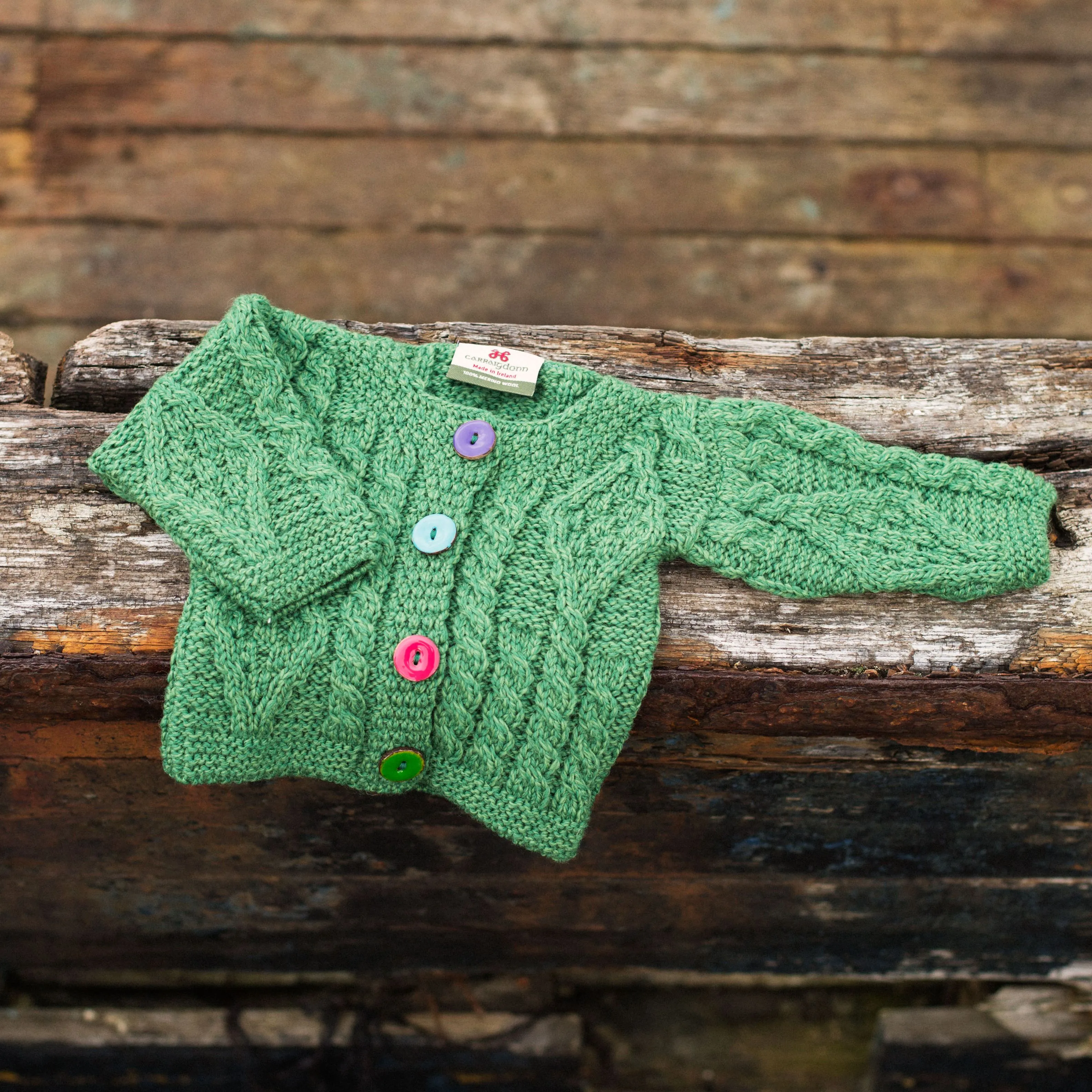 Kids Irish Aran Cardigan with Buttons