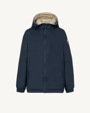 Kyoto 2.0 Ultralight kids' reversible hooded winter jacket Navy/Beige