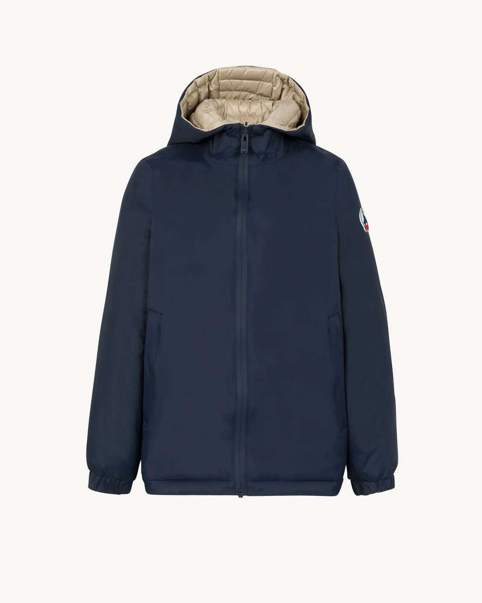 Kyoto 2.0 Ultralight kids' reversible hooded winter jacket Navy/Beige