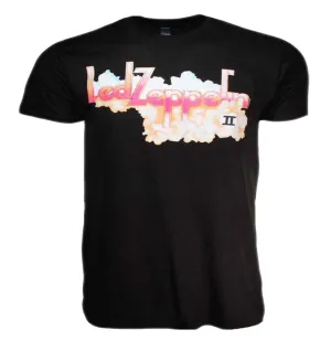 Led Zeppelin II Logo With Clouds Mens T Shirt Black