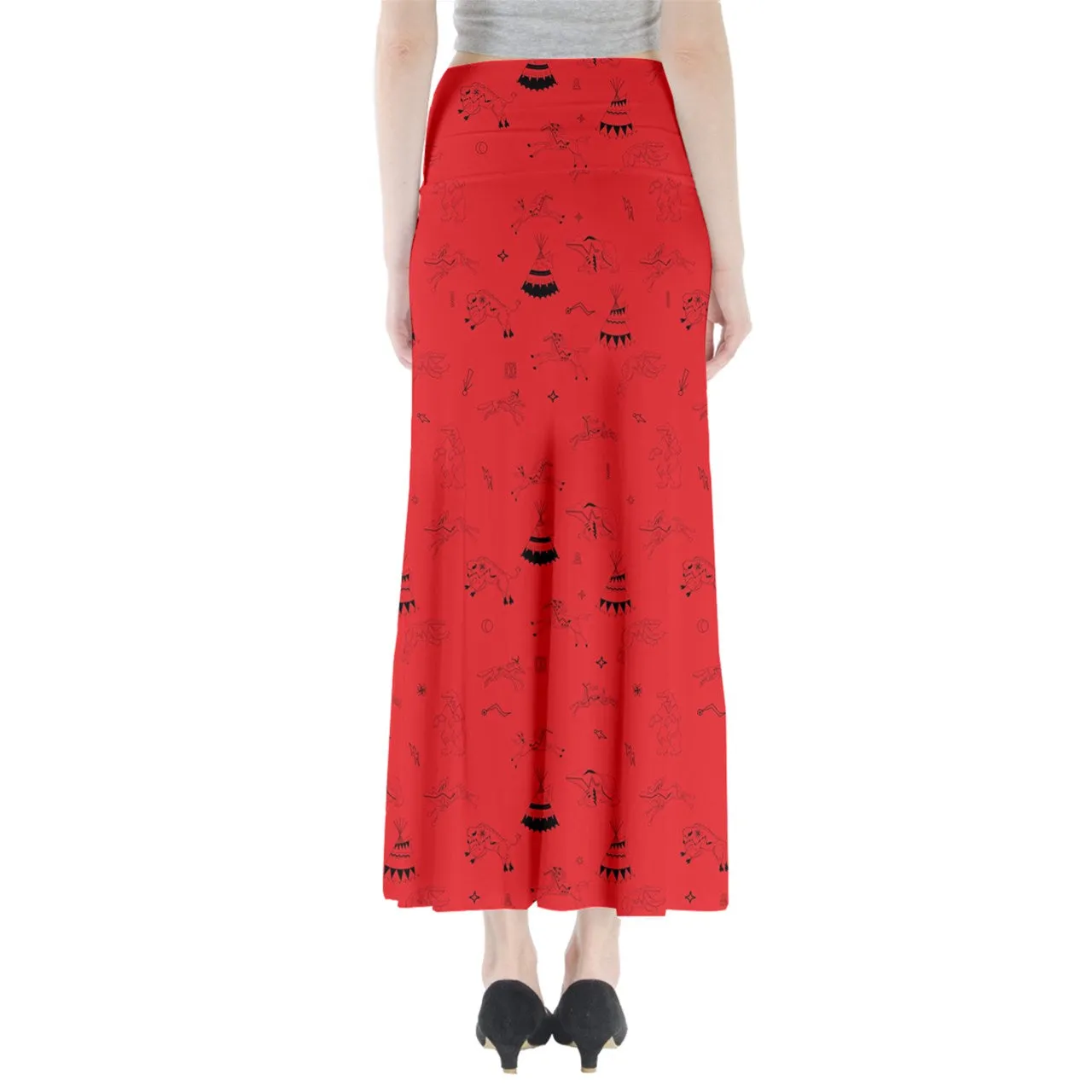 Ledger Dabbles Red Full Length Maxi Skirt