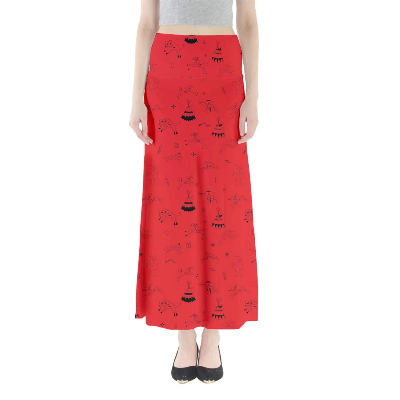 Ledger Dabbles Red Full Length Maxi Skirt