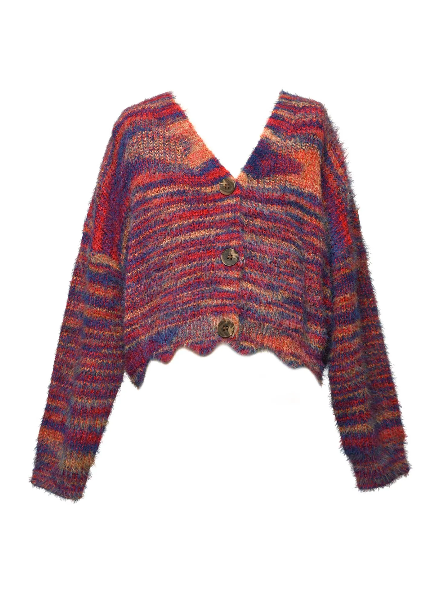 Little l Big Girl’s Heather Color-block Fuzzy Cardigan