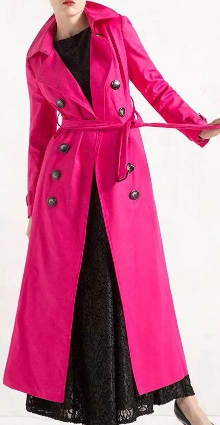 Long Pink Trench Coat