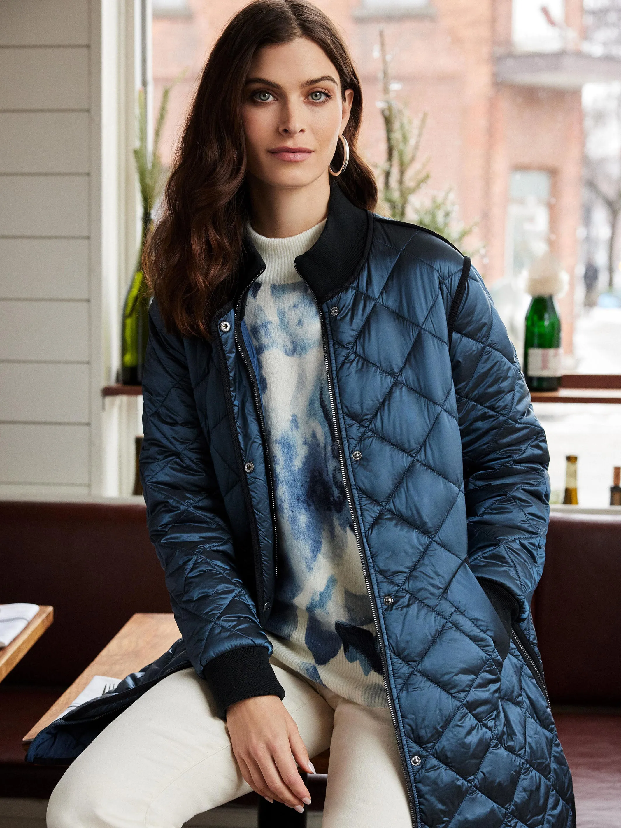 Long Quilted Puffer Jacket - Peacock