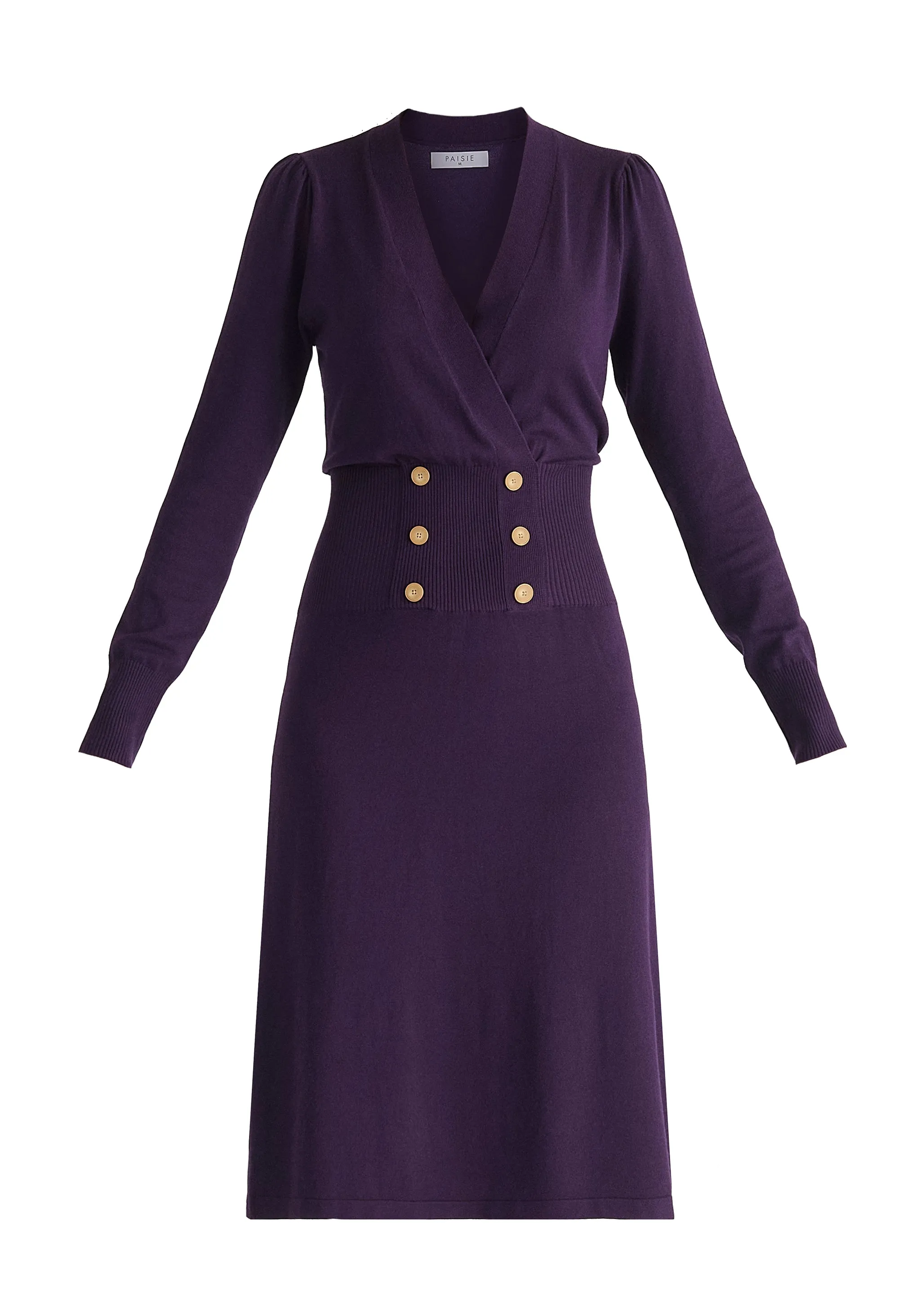 Long Sleeve Knitted Button Wrap Dress