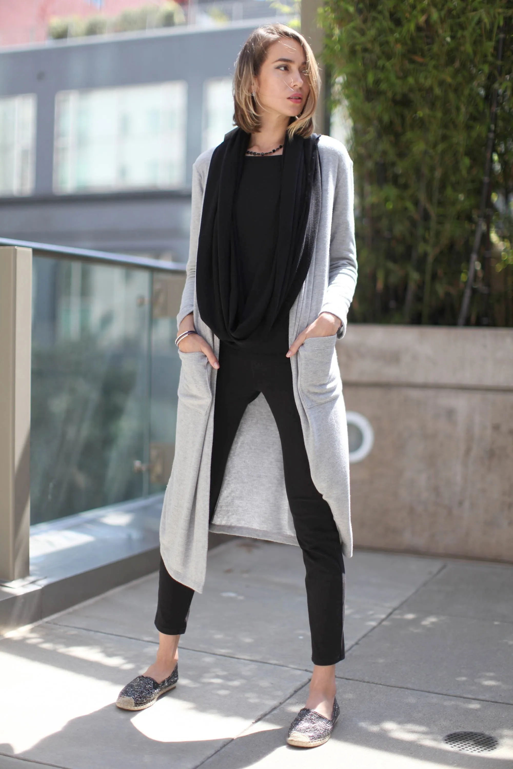 Long Sweater Cardigan with Shawl Collar