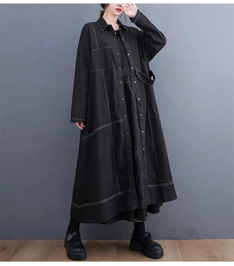 Loose Single Breasted Denim Trench Coat