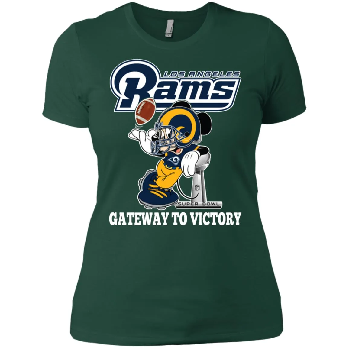 Los Angeles Rams Gateway To Victory Super Bowl 2019 Mickey Mouse Football Nfl Women Cotton T-Shirt