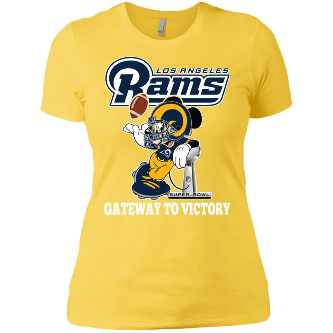 Los Angeles Rams Gateway To Victory Super Bowl 2019 Mickey Mouse Football Nfl Women Cotton T-Shirt