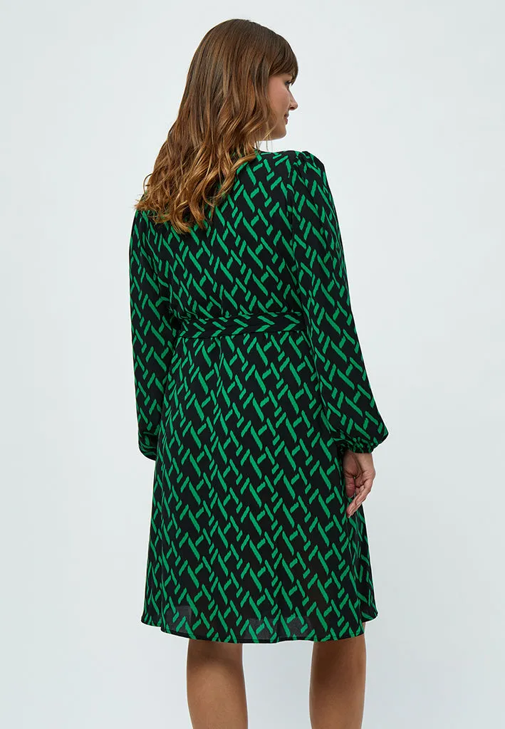 Lou Wrap Dress Curve - Bright Green Print