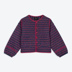 Lowie Teal and Red Check Quilted Jacket