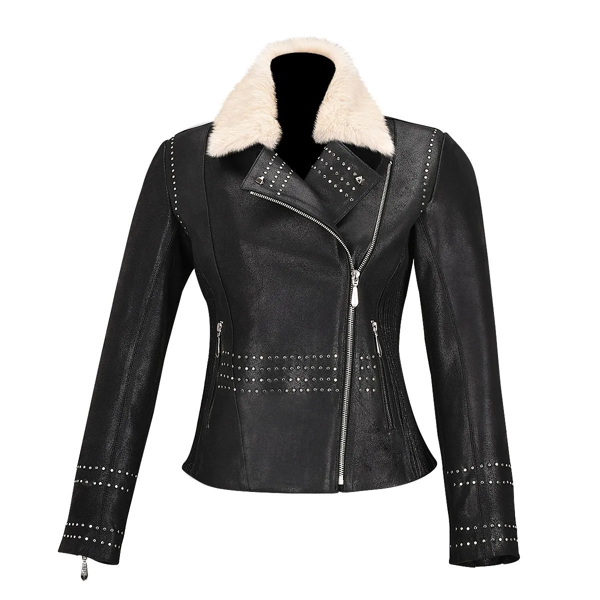 M293COC - Cuadra black western fashion lambskin leather jacket for women