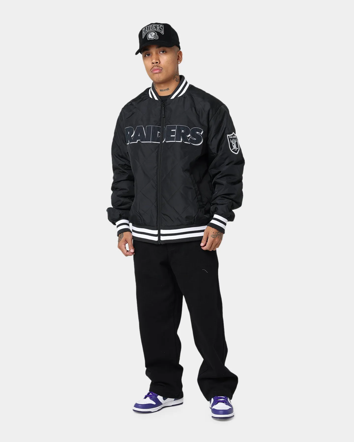 Majestic Athletic Las Vegas Raiders Tonals Quilt Varsity Jacket Black