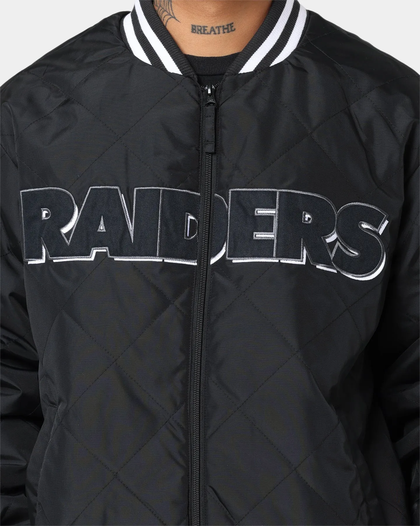 Majestic Athletic Las Vegas Raiders Tonals Quilt Varsity Jacket Black