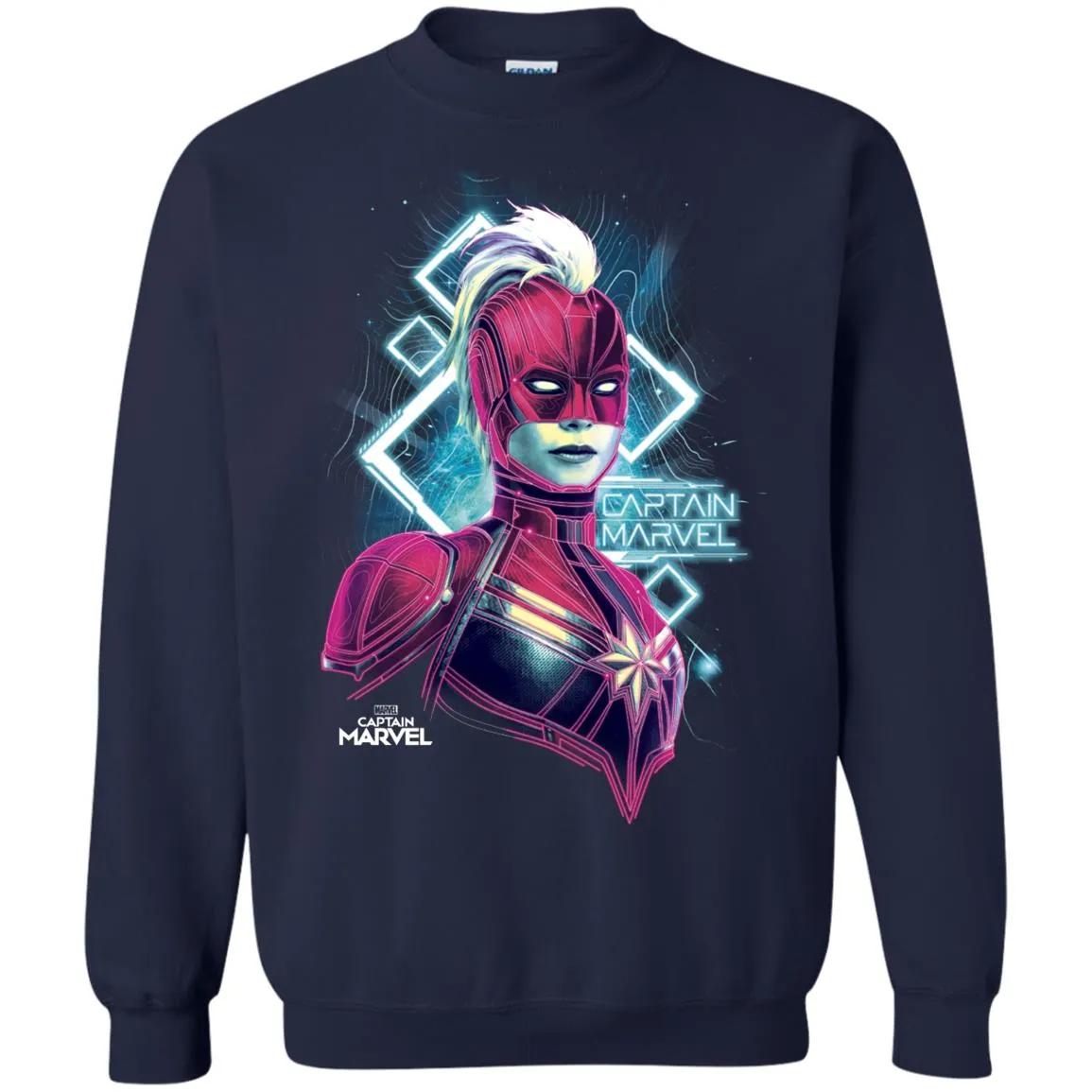 Marvel Captain Marvel Space Glow Neon Crewneck Pullover Sweatshirt