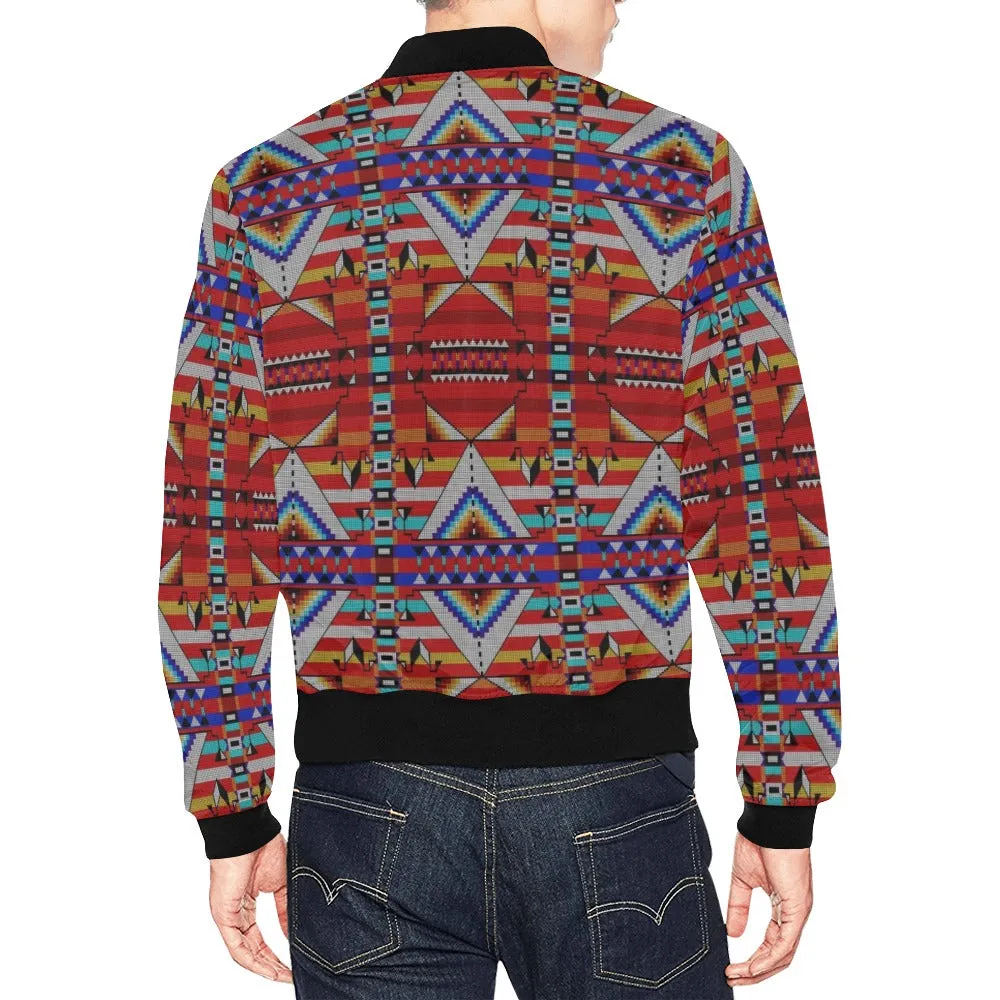 Medicine Blessing Red All Over Print Bomber Jacket for Men