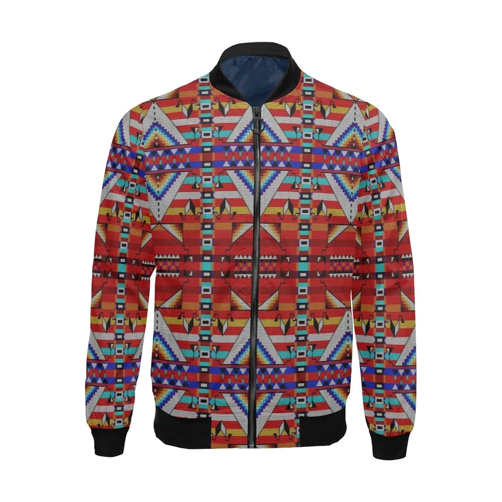 Medicine Blessing Red All Over Print Bomber Jacket for Men