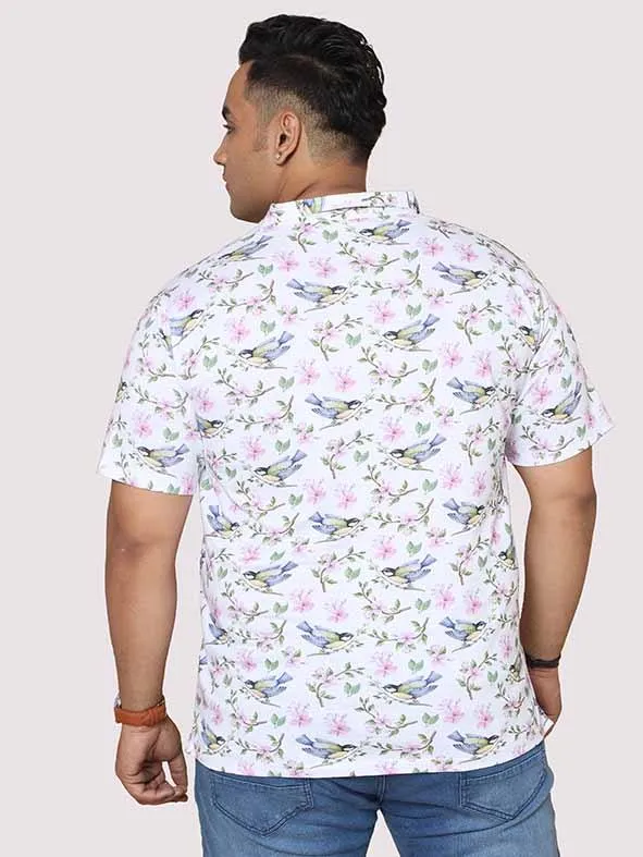 Men Plus Size Hummy Bird  Digital Printed Polo Collar T-shirt