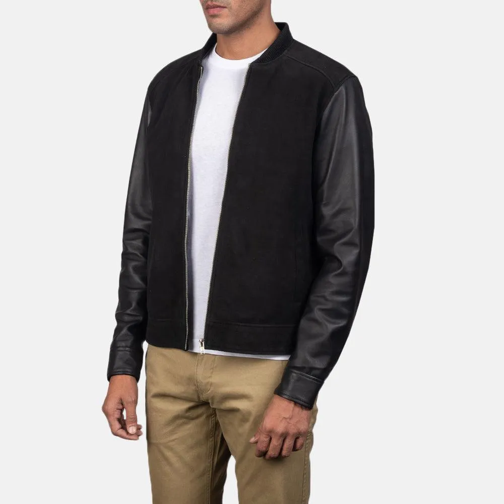 Mens Blain Black Hybrid Bomber Jacket