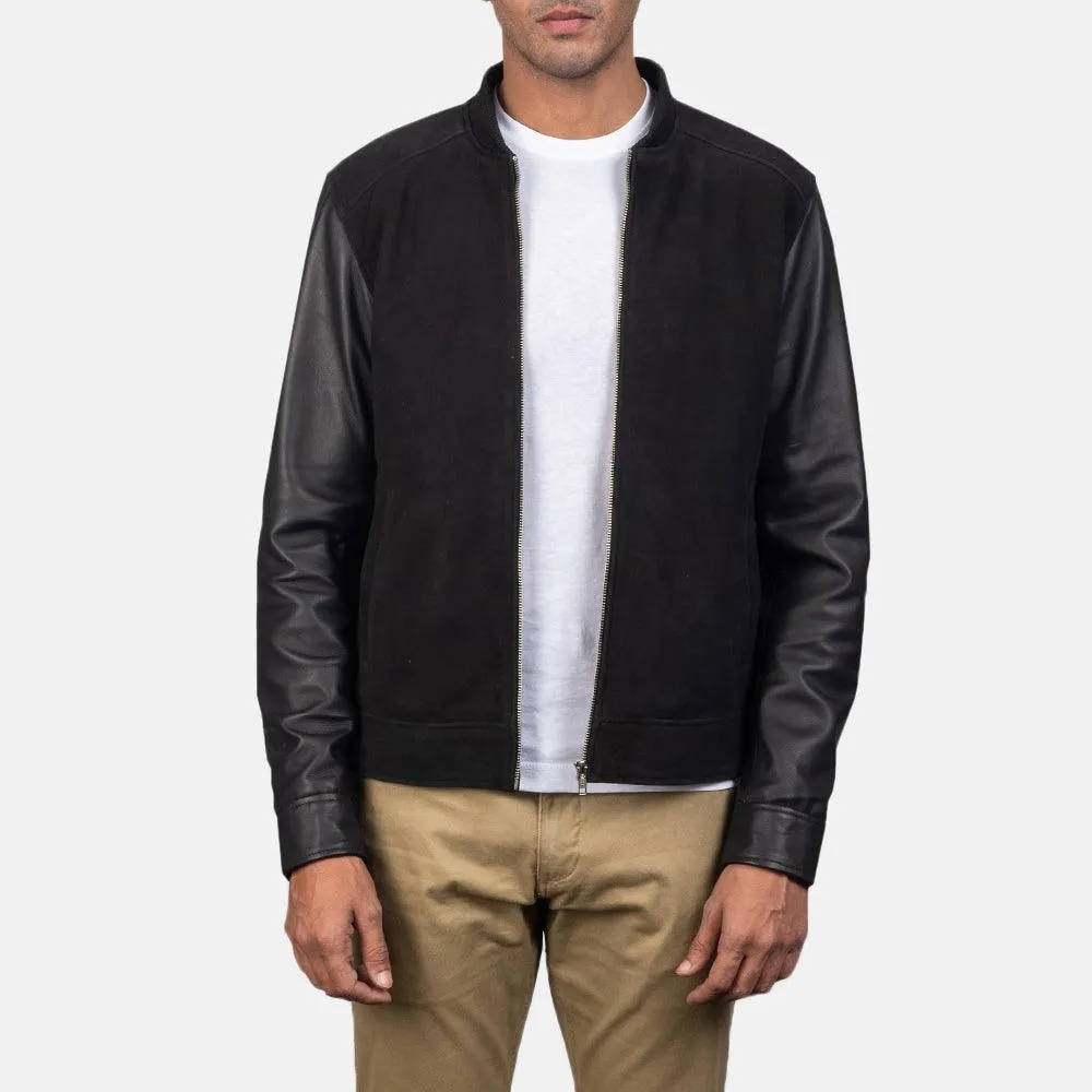 Mens Blain Black Hybrid Bomber Jacket