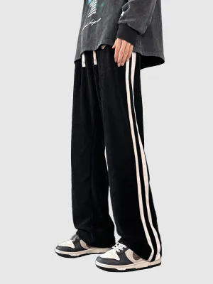 Men's corduroy striped drawstring casual pants