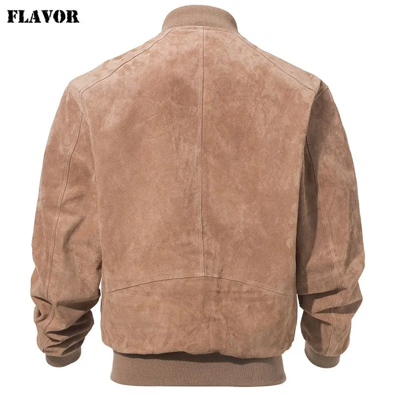 Men's Genuine Pigskin Baseball Bomber Leather Jacket