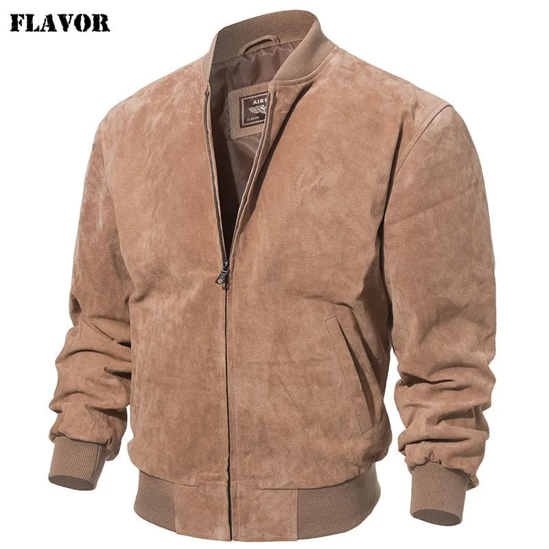 Men's Genuine Pigskin Baseball Bomber Leather Jacket